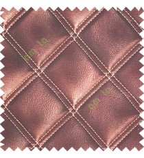 Dark chocolate brown and beige color geometric dice square shapes double stitched fabric leatherette surface 3D look finished pure cotton sofa fabric