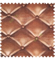 Choco brown beige color geometric dice square and circle shapes stitched fabric leatherette surface 3D look finished button support pure cotton sofa fabric