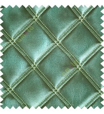 Dark aqua blue beige green color geometric dice square and circle shapes stitched fabric leatherette surface 3D look finished button support pure cotton sofa fabric