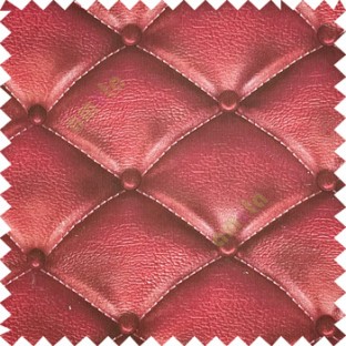 Maroon purple black beige color geometric dice square and circle shapes stitched fabric leatherette surface 3D look finished button support pure cotton sofa fabric