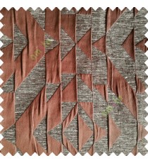 Dark brown cream color abstract designs geometric shapes triangles texture background polyester embossed patterns 3D shapes main curtain