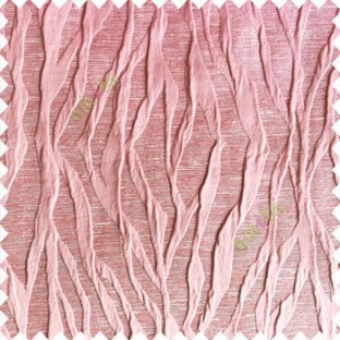 Pink color vertical folded vertical twist lines 3D embossed patterns horizontal texture lines polyester main curtain