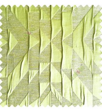 Greenish yellow color abstract designs geometric shapes triangles texture background polyester embossed patterns 3D shapes main curtain