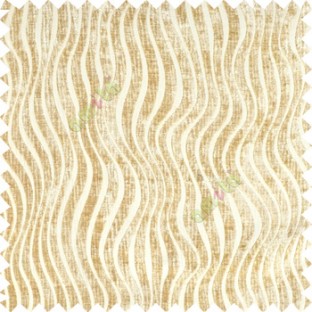 Beige color vertical texture stripes velvet finished lines embossed pattern soft feel solid background flowing designs sofa fabric