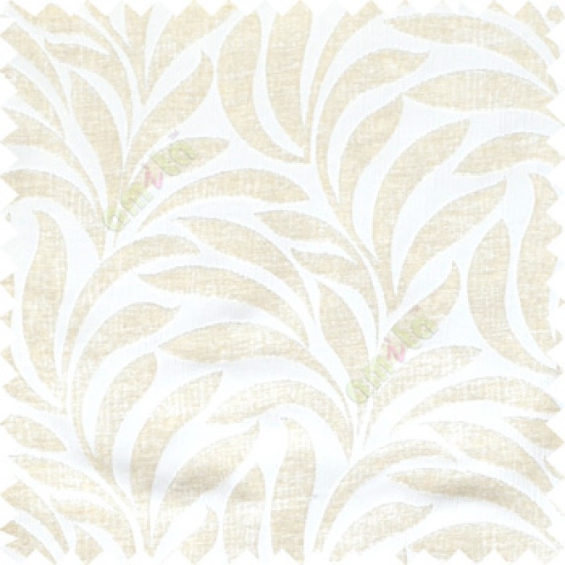 Cream white color Floral leaf pattern velvet finished vertical crushed