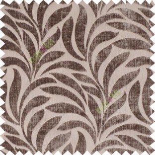 Brown color Floral leaf pattern velvet finished vertical crushed stripes texture finished surface sofa fabric