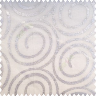 White silver color circles horizontal lines with transparent net finished fabric traditional designs polyester sheer curtain