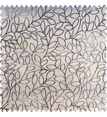 Black beige color complete floral leaves pattern texture with transparent net fabric polyester sheer curtain