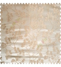 Brown color floral designs beautiful embroidery complete floral twigs pattern polyester base fabric with thick main curtain