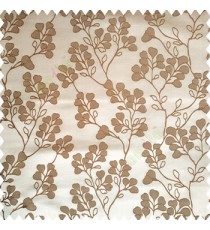 Tortilla brown color floral designs beautiful embroidery complete floral twigs pattern polyester base fabric with thick main curtain