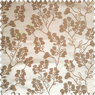 Tortilla brown color floral designs beautiful embroidery complete floral twigs pattern polyester base fabric with thick main curtain