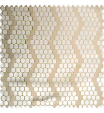 Gold beige color geometric designs embossed embroidery honeycomb patterns vertical zigzag lines texture finished polyester main curtain