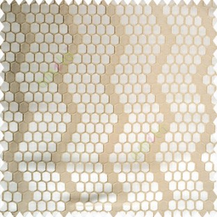 Gold beige color geometric designs embossed embroidery honeycomb patterns vertical zigzag lines texture finished polyester main curtain