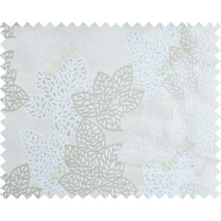 White beige color fresh leafy design with thick fab background polycotton main curtain designs