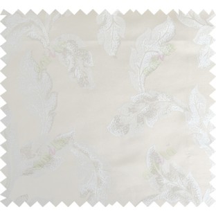 White beige color seamless leaf pattern with thick fab polycotton main curtain designs