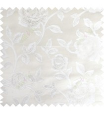 White beige color elegant roses thick fab polycotton main curtain designs