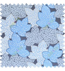 Blue grey beige color fresh leafy design with thick fab background polycotton main curtain designs