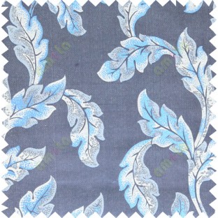 Blue grey beige color seamless leaf pattern with thick fab polycotton main curtain designs