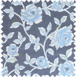 Blue grey beige color elegant roses thick fab polycotton main curtain designs