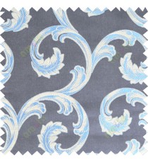 Blue grey beige color ornament pattern with thick fab polycotton main curtain designs