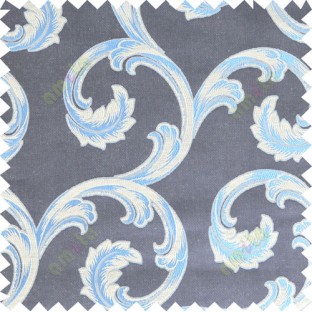 Blue grey beige color ornament pattern with thick fab polycotton main curtain designs
