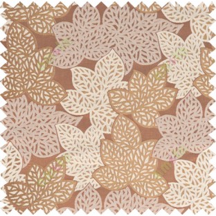 Gold rust beige color fresh leafy design with thick fab background polycotton main curtain designs
