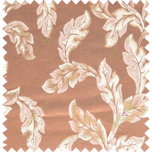 Gold rust beige color seamless leaf pattern with thick fab polycotton main curtain designs