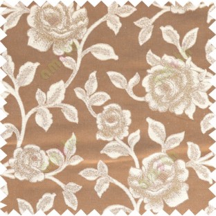Gold rust beige color elegant roses thick fab polycotton main curtain designs