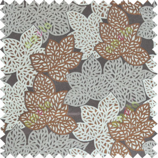 Brown beige color fresh leafy design with thick fab background polycotton main curtain designs