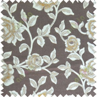 Brown beige color elegant roses thick fab polycotton main curtain designs