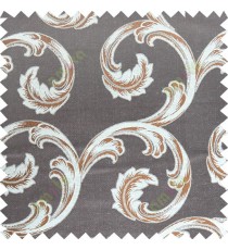 Brown beige color ornament pattern with thick fab polycotton main curtain designs