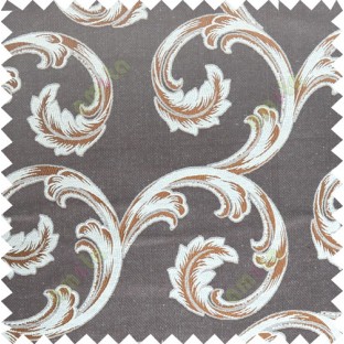 Brown beige color ornament pattern with thick fab polycotton main curtain designs