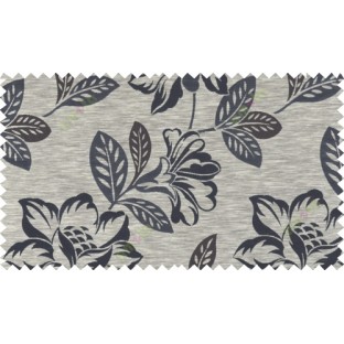 Black brown grey color beautiful floral design polycotton main curtain designs   113339