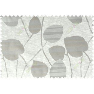 Grey brown beige color natural peepal leaf polycotton main curtain designs   113351