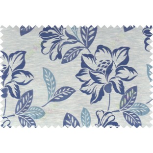 Blue beige grey color beautiful floral design polycotton main curtain designs   113354