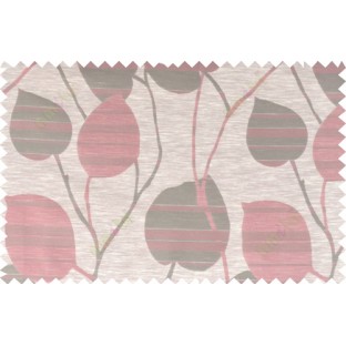Pink beige grey color natural peepal leaf polycotton main curtain designs   113361