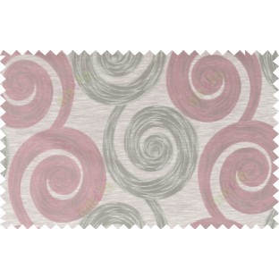 Pink beige grey color orbit pattern polycotton main curtain designs   113362