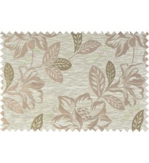 Green beige brown color beautiful floral design polycotton main curtain designs   113364
