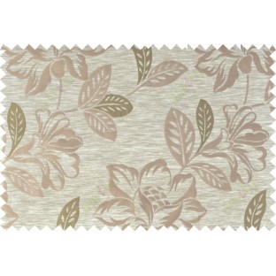 Green beige brown color beautiful floral design polycotton main curtain designs   113364