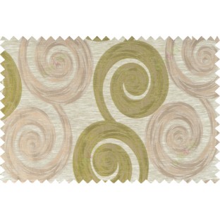Green beige brown color orbit pattern polycotton main curtain designs   113365