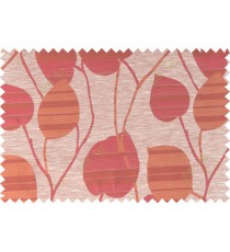 Maroon beige orange grey color natural peepal leaf polycotton main curtain designs   113370