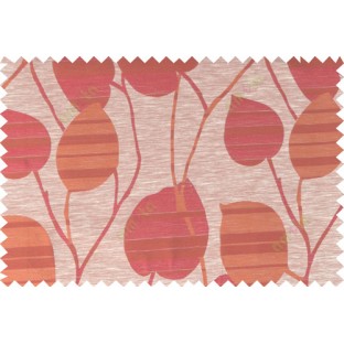 Maroon beige orange grey color natural peepal leaf polycotton main curtain designs   113370