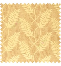 Gold and brown color combination traditional floral long leaf pattern with texture background vertical flowing designs polycotton main curtain