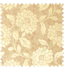 Gold and brown color combination beautiful big size flower pattern with long stem having fresh leaf design polycotton main curtain