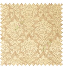 Gold and brown color combination traditional design big damask pattern smooth and shiny finished designs textured background polycotton main curtain