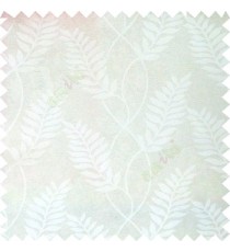 Pure white color combination traditional floral long leaf pattern with texture background vertical flowing designs polycotton main curtain