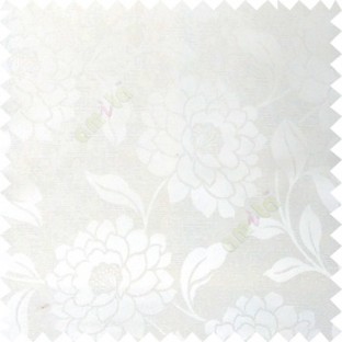 White color combination beautiful big size flower pattern with long stem having fresh leaf design polycotton main curtain