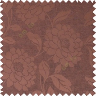 Dark chocolate brown color combination beautiful big size flower pattern with long stem having fresh leaf design polycotton main curtain