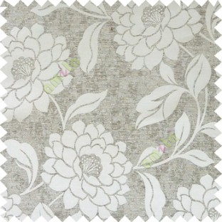 Grey balck color combination beautiful big size flower pattern with long stem having fresh leaf design polycotton main curtain