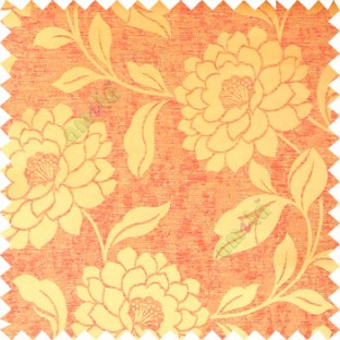 Gold maroon color combination beautiful big size flower pattern with long stem having fresh leaf design polycotton main curtain